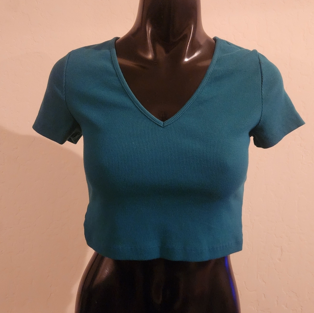 Teal V-Neck Women's Top